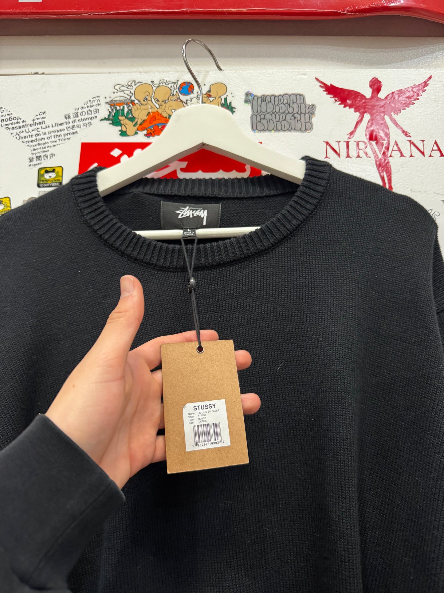 Stussy Black Knitted Crewneck